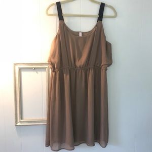 Xhilaration Taupe Dress with Blue Elastic Straps